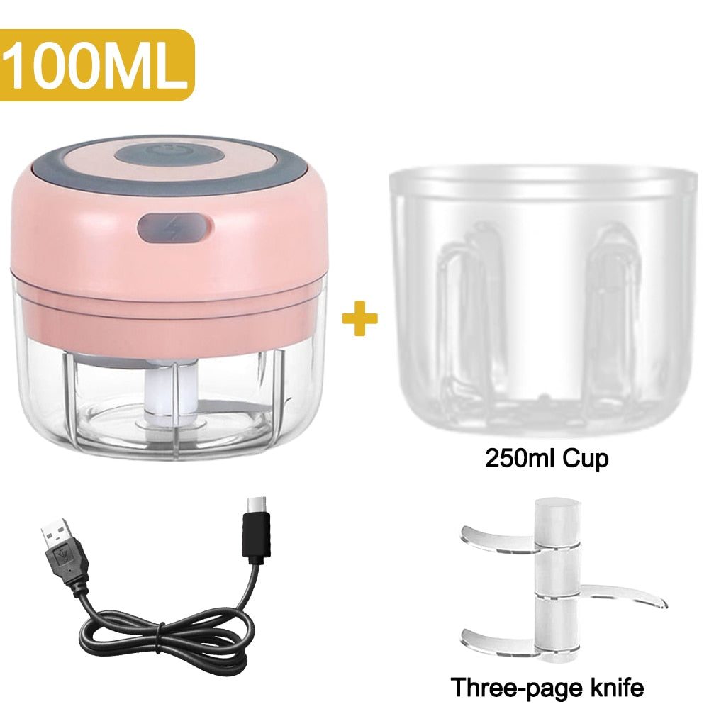 🎁 100/250mL Mini Electric Garlic Chopper USB Charging Ginger Masher Machine Sturdy Durable Chili Vegetable Crusher Kitchen Tool (100% off)