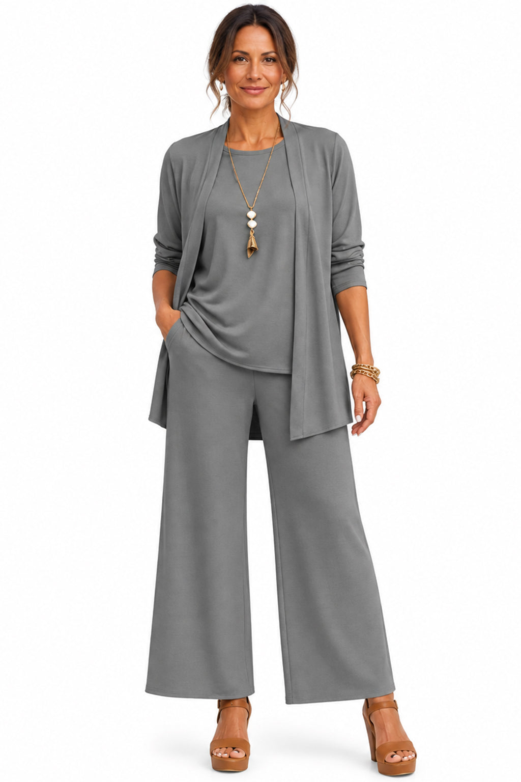 Women's Grey Casual Set for Autumn