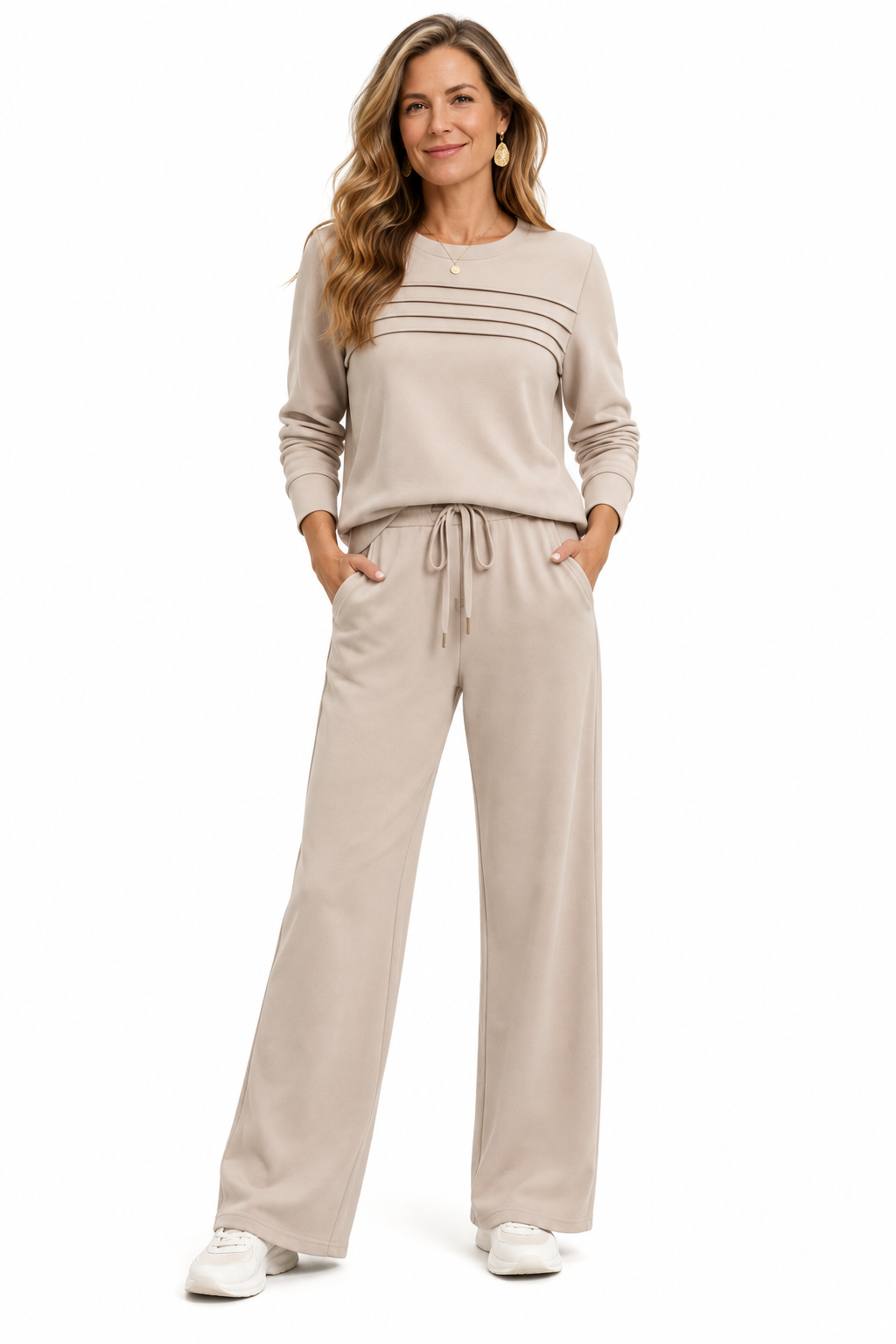 Comfortable Beige Women's Casual Set