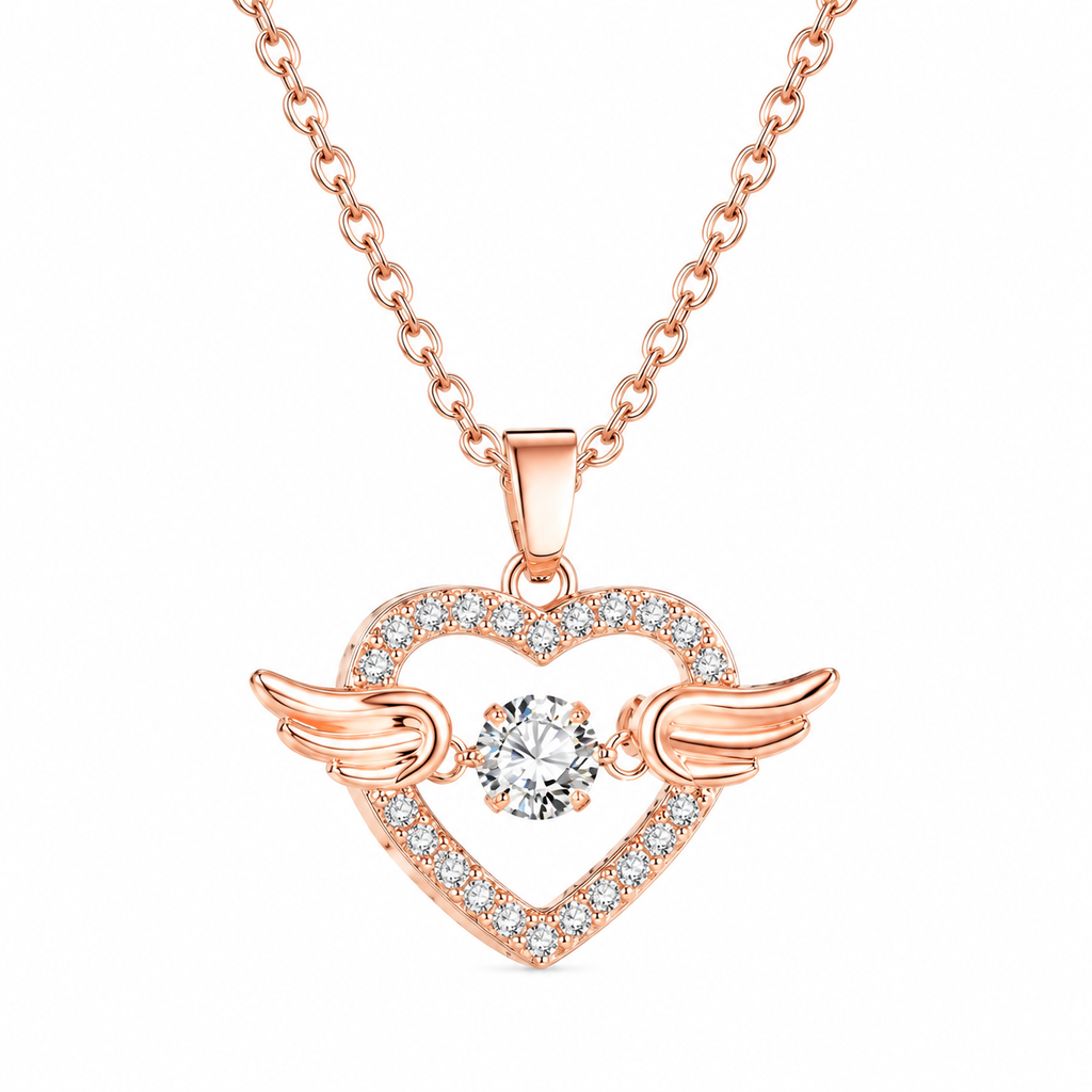 Angel Wings Heart Pendant Necklace