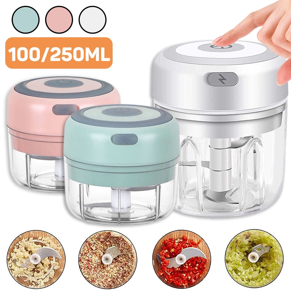 🎁 100/250mL Mini Electric Garlic Chopper USB Charging Ginger Masher Machine Sturdy Durable Chili Vegetable Crusher Kitchen Tool (100% off)