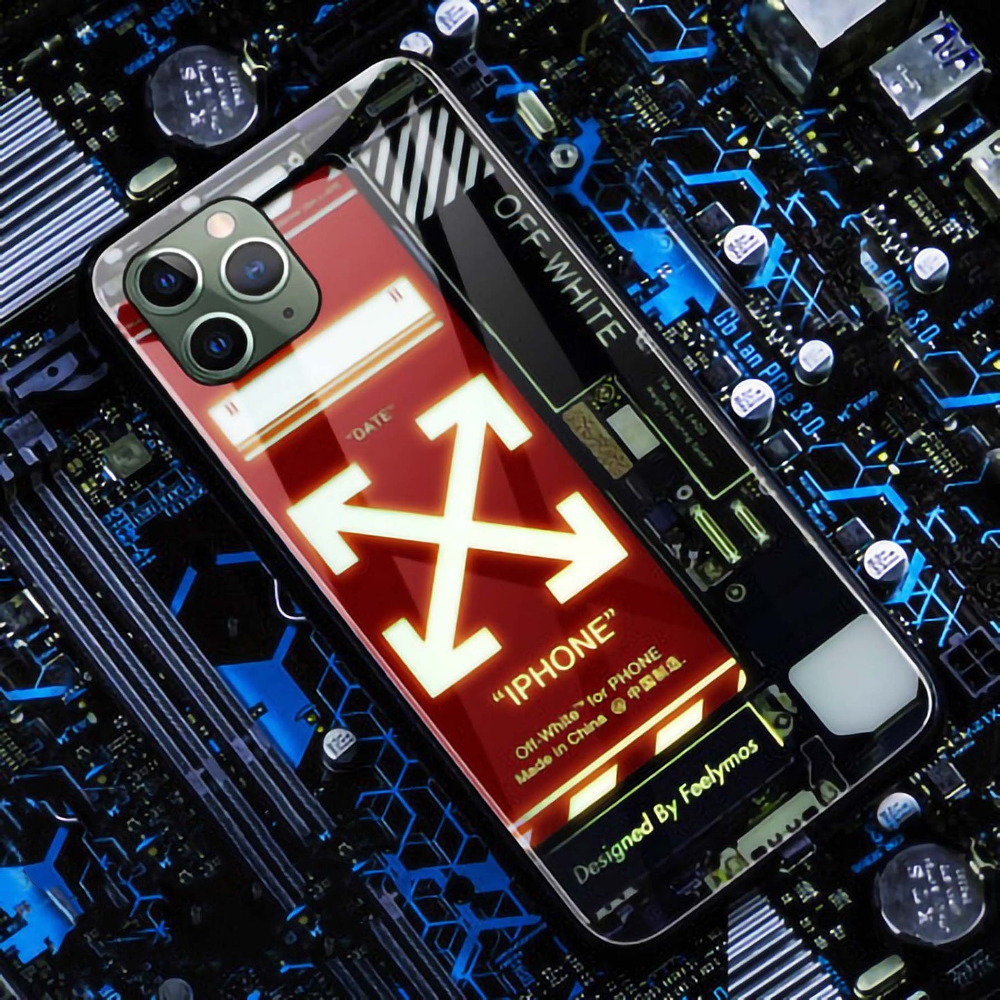 LED Flash Light Tempered Glass Phone Case