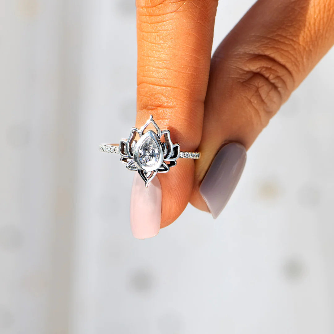 Beauty Can Come from Change Grow And Believe Lotus Ring