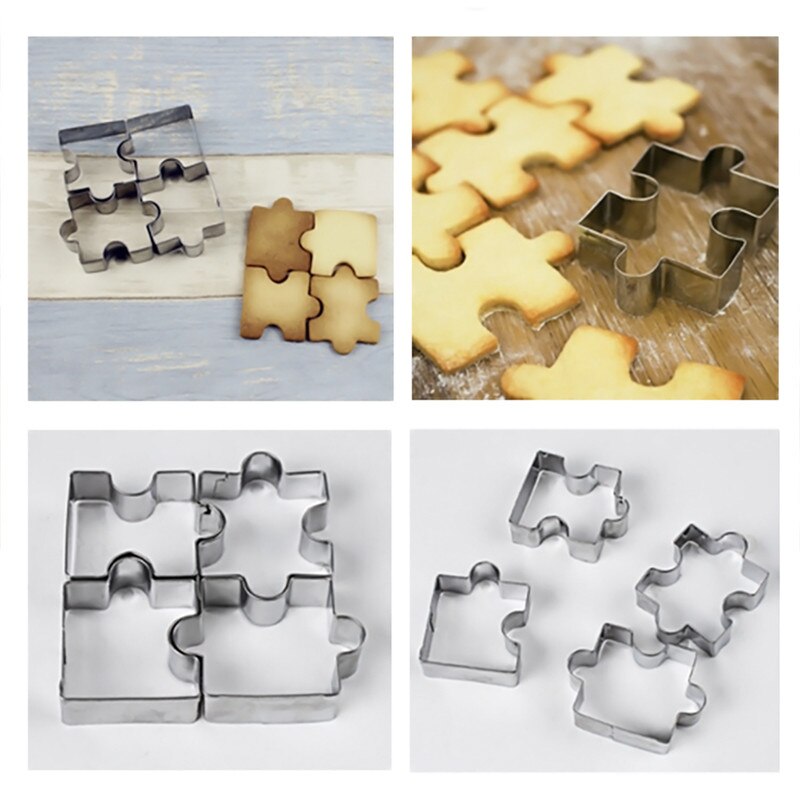 4Pcs/set 3D Puzzle Shape Stainless Steel  Cookie Cutter