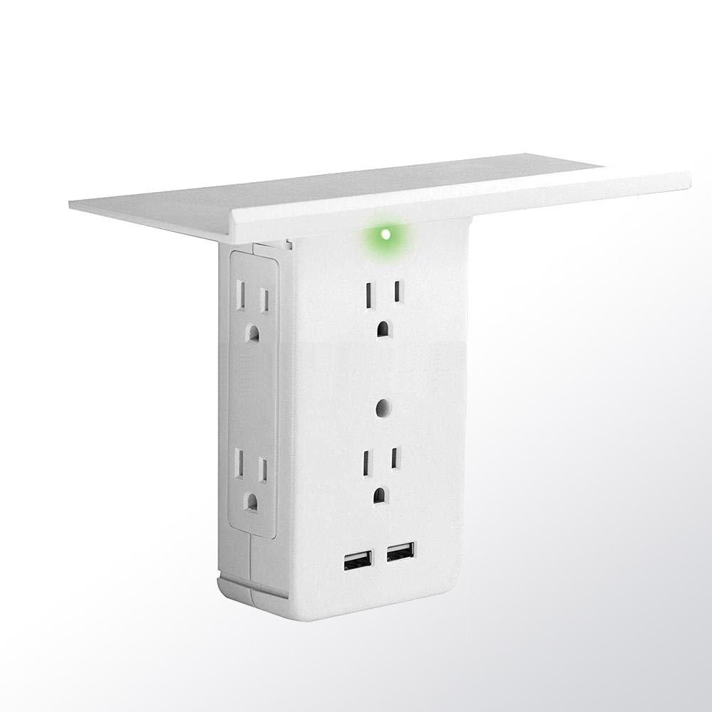 Switch Socket Shelf 6 Electrical Outlet Extenders 2 USB Charging Ports
