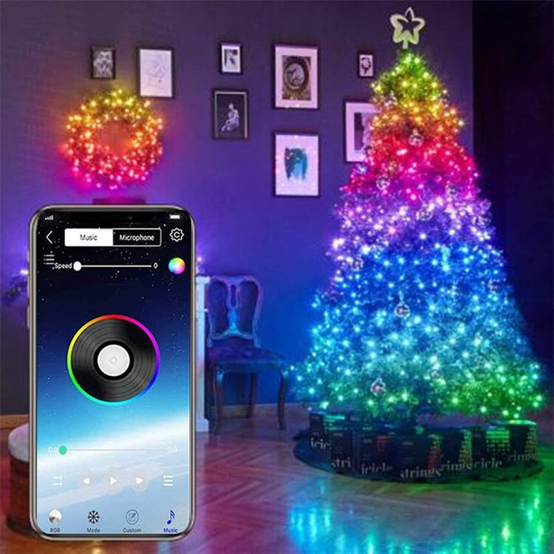 LEDストリングライト Bluetoothアプリコントロール 銅線ストリングランプ 防水 屋外用 フェアリーライト クリスマスツリー飾り用