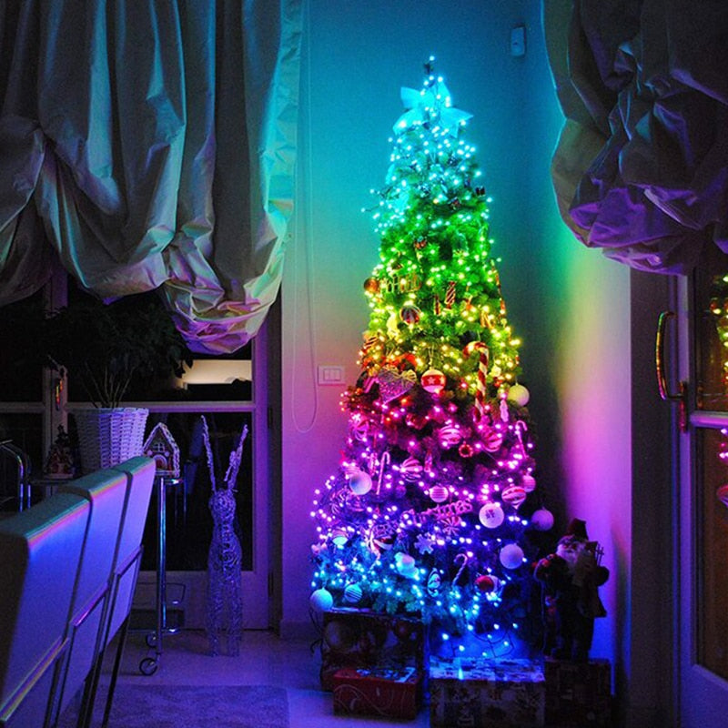 LED String Light Bluetooth App Control Copper Wire String Lamp Waterproof Outdoor Fairy Lights for Christmas Tree Decoration