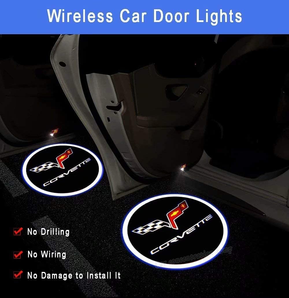 ユニバーサルワイヤレス LED カーロゴウェルカムライト (1個) 