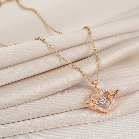 Angel Wings Heart Pendant Necklace