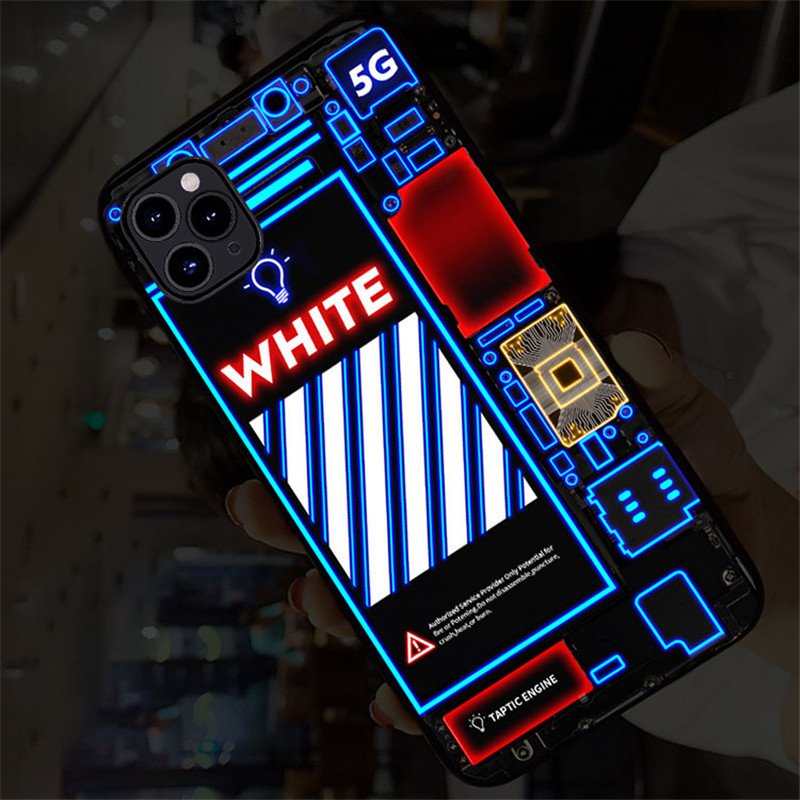 LED Flash Light Tempered Glass Phone Case