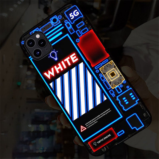 LED Flash Light Tempered Glass Phone Case